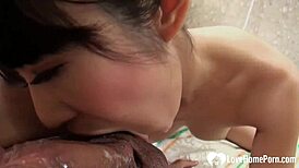 POV Blowjob from Cute Japanese Teen 18+ with Hairy Tight Pussy