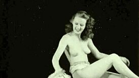 Vintage taboo scene with hairy pussy bent over doggystyle outdoors