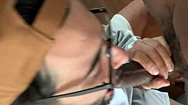 marcos goiano and adrian hart get into hardcore creampie action. they fuck bareback in a quick interracial session.