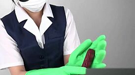 ラテックス手袋の手コキ、超エロい！ 😜