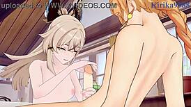 Mona And Kirara And Aether Intense Sex