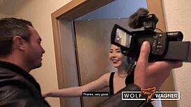 Oh wow, Jessii Van Riva gets her tight pussy pounded in the stairwell!