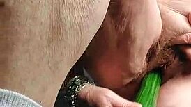 I love watching granny fuck her hairy slit with cucumber