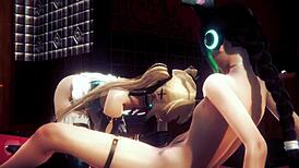 yaoi femboy mizu gives blowjob then sits on chair for bareback creampie with monster cock