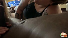 Peach Queenz BBWs Participate in an Interracial Amateur Fetish Video.