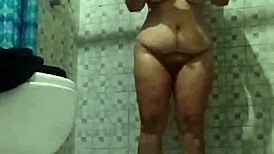 Hidden Camera in Shower Catches My Mature Stepmom Naked