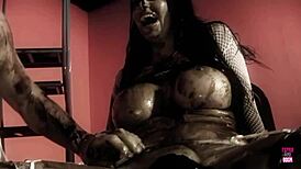 Blonde Model Licks Milk Off Big Tits in Pool