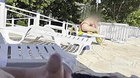 She caught me jerking off and helped finish by public pool