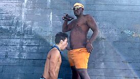 Daddyblackxxx1 fucks ericsockz outdoors! 🔥