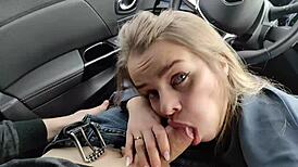I Sucked Cock in Car During Trip and Swallowed Every Drop of Sperm