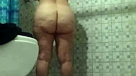 Hidden Camera in Shower Catches My Mature Stepmom Naked