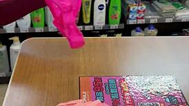 asian ladyboy shows new thong in store 😏