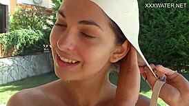 Petite Brunette Babe Feels Juicy Pleasure Masturbating Naked