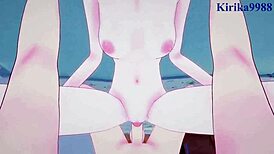 rei ayanami and asuka langley soryu have intense sex in neon genesis evangelion pov hentai, creampie included