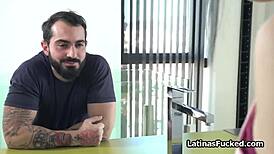 Latina cleaning lady gets paid extra for blowjob 😏