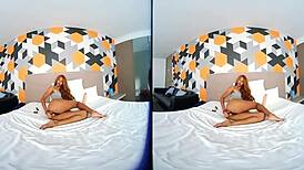 Fat porn star gets horny in 3D VR!