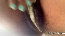 Check my hairy fat ebony pussy up close in slow motion.