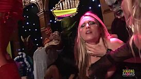 Summoning a demonic blonde milf leads to wild anal group sex with cocks and brunettes