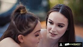 stepsisters hazel moore and aften opal revisit old times with intimate play.