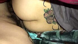 wife feels the warmth of a creampie in sideways position