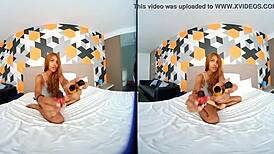 Fat porn star gets horny in 3D VR!