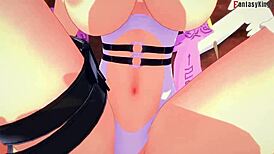 Bold Angelwomon Evolves To Fuck Three Digimon