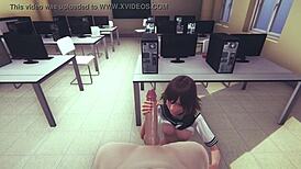 Hentai Uncensored - Sara Pleasures with Hand and Pussy in Japanese Anime Game Porn