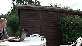 cindy picardie gets deeply assfucked in the garden under the open sky