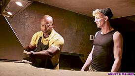 black old man breaks in redhead twink's tight virgin hole tonight.