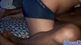 Wife left alone with gay furniture assembler, takes his big cock