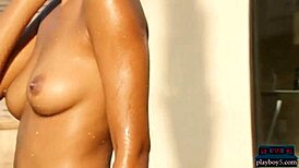 Black Teen Model Noelle Monique Slowly Strips Bikini to Reveal Petite Frame and Tight Ass.