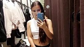 sexy girl enjoys risky orgasms in fitting room