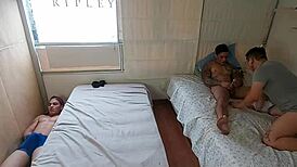 is my brother spying on us while we fuck my passive boyfriend with big cocks?