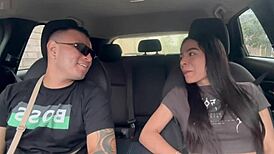 Quick Car Sex with Boyfriend's Friend! He Cums Inside!