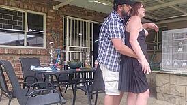 neighbor's wife upskirt fucked outdoors while he's at work 😉