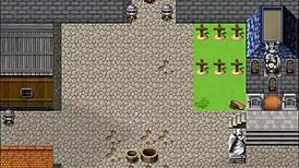 Redhead milf blocks with giant tits in harem game.