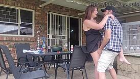neighbor's wife upskirt fucked outdoors while he's at work 😉