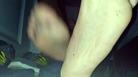 Blue Sweaty Socks And Barefeet Featuring Cumshot