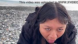 met peruvian prostitute on beach, she drank my cum