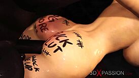 Watch this sub-slut get gagged and fucked hard by black cock