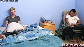 Gay Stepdad and Stepson Fucking the Exchange Student with Raw Desire