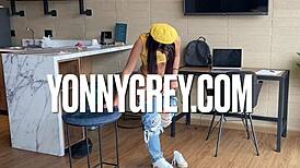 Damn! Petite Latina teen rides hard in backstage photoshoot