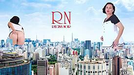 Can you believe this giant lady with no panties in the city?