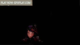 She takes a big black cock in animated action.