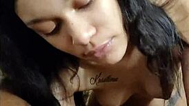 bikini dancer performs pov deepthroat on black cock