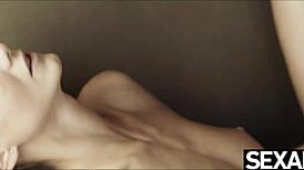 Close up hairy muff diving in hot lesbian action