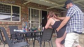 neighbor's wife upskirt fucked outdoors while he's at work 😉