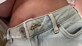 Hot milf flashes her big tits to the salesman while shopping 😏