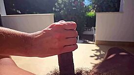hand job captured in super slow motion outdoors