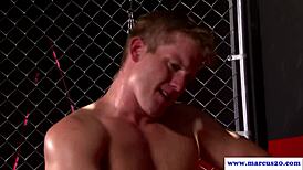 horny gay mounts jock's tight butthole, clothes ripped, muscular hunk sucks cock